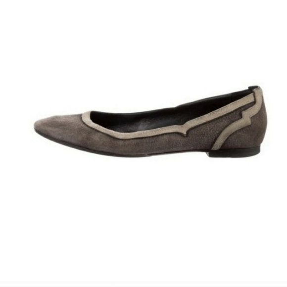 Hermes Shoes - HERMES gray suede leather trim ballet flats 7.5